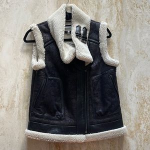 Joie Shearling Trim Moto Vest